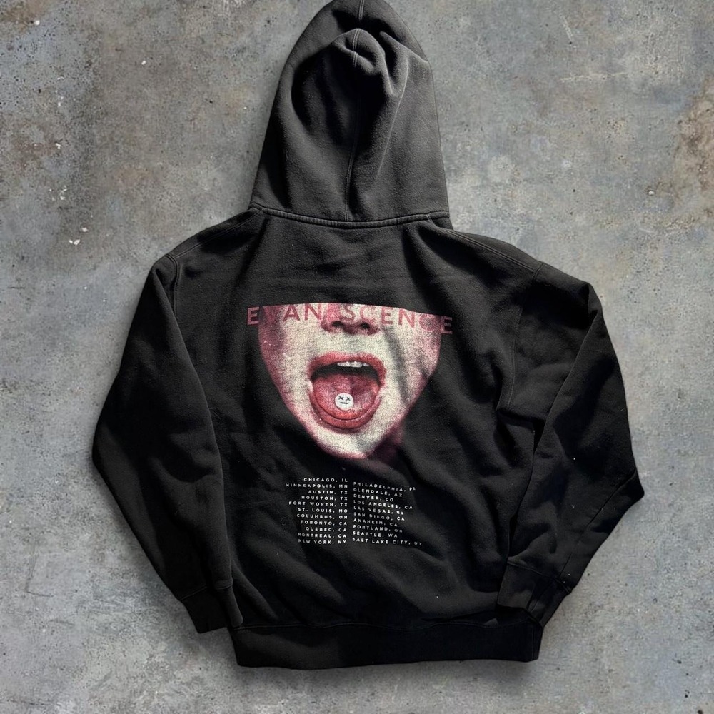 Evanescence The Bitter Truth Tour Black Full Zip Graphic Hoodie Mens L